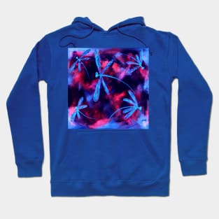 Dragonfly Flit Magenta Pink and Bright Blue Hoodie